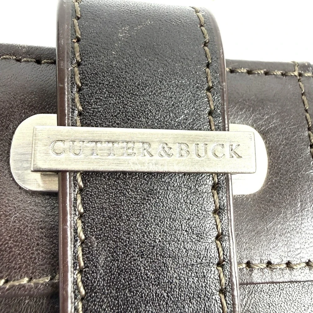 Cutter‎ & Buck Passport Holder Wallet Dark Brown Leather Bifold Rotary Int'l New